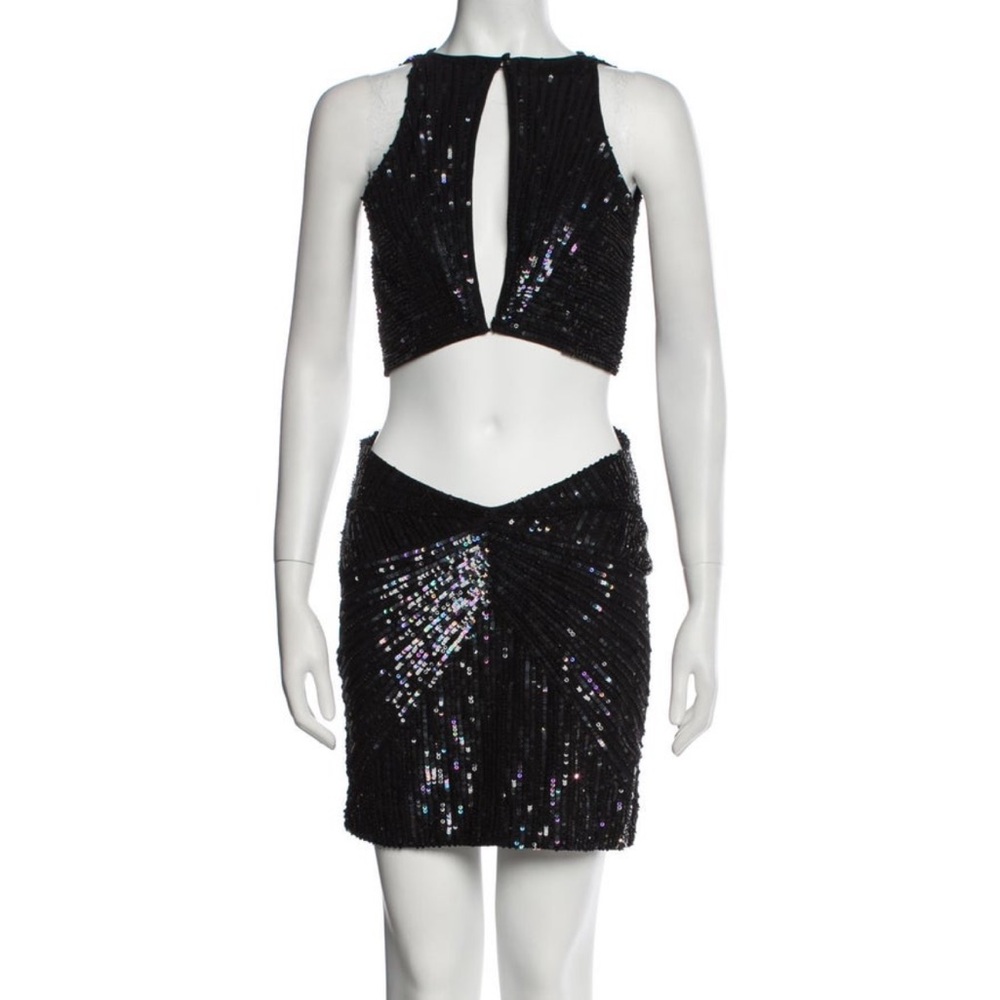 NWOT Retrofête Black Beaded Cutout Dress